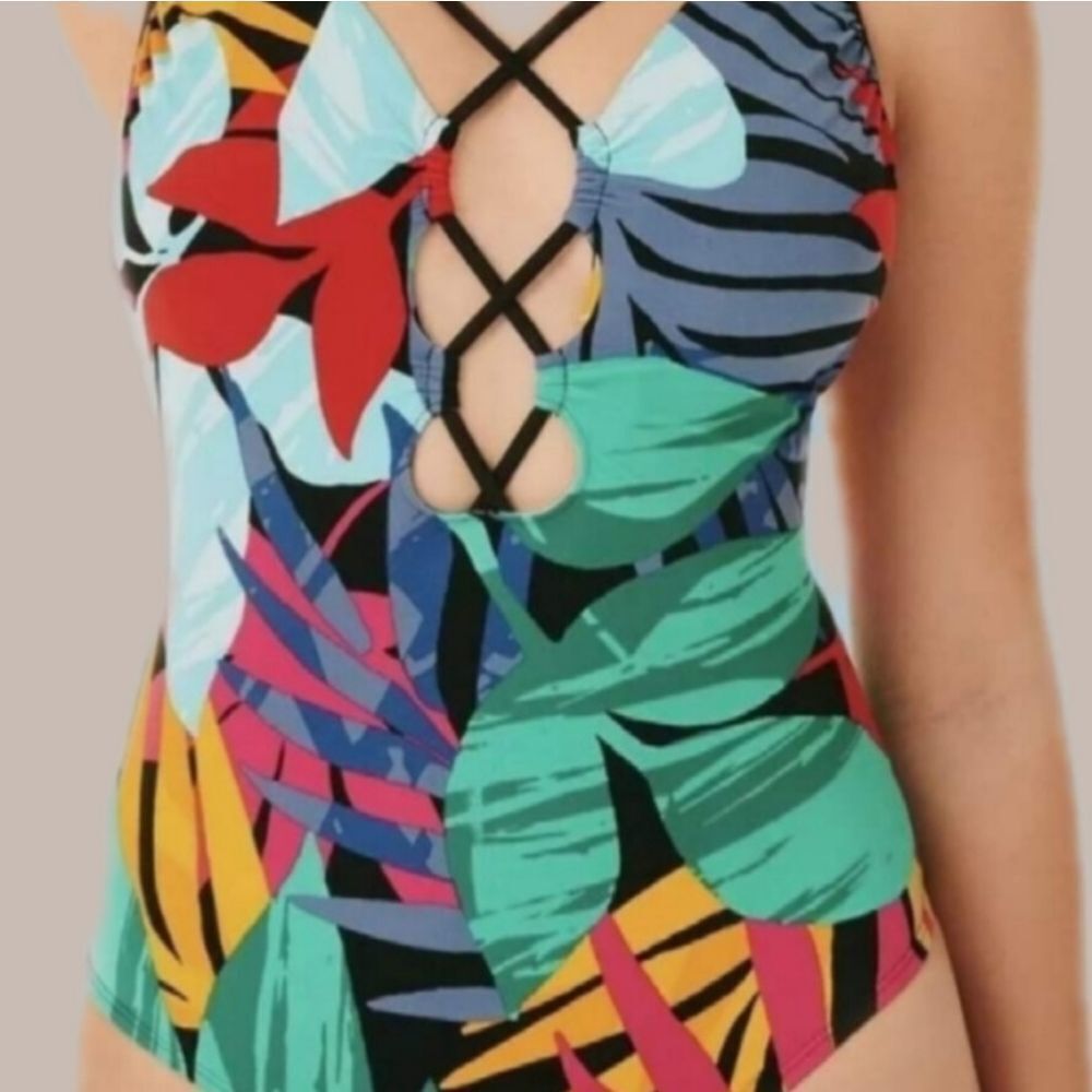 Slimming miracle brands Sexy keyhole/front lace up suit Blue Pink Black Green